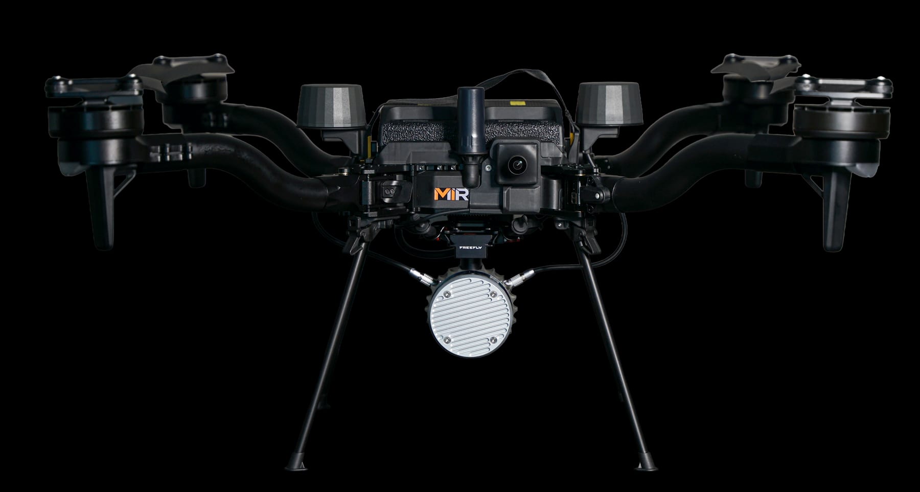 American-made Freefly Astro aircraft with a LiDAR payload capturing an active mapping site
